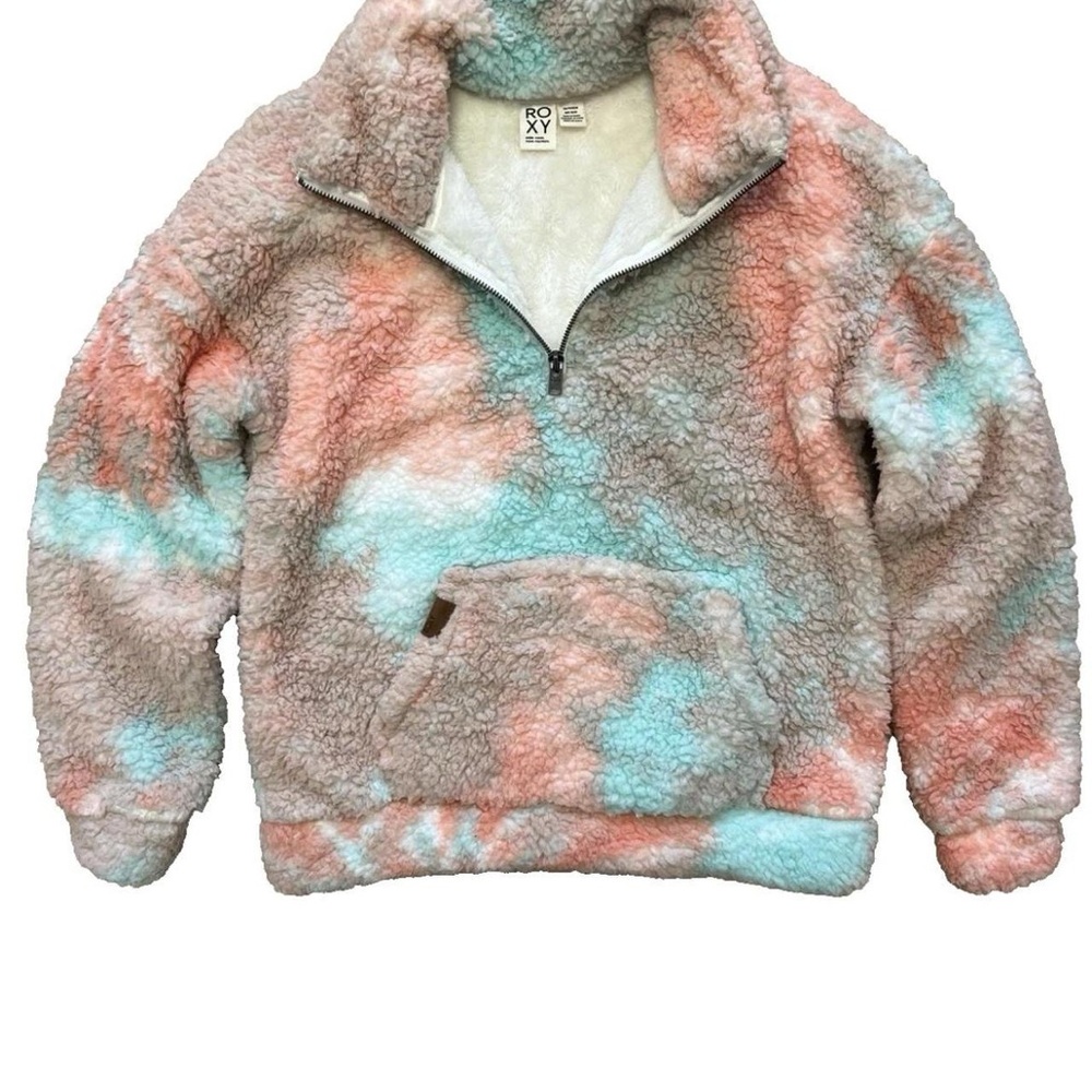 Roxy Bonfires On The Beach Half-Zip Fleece - Peach Amber Nautilus Tie Dye XS